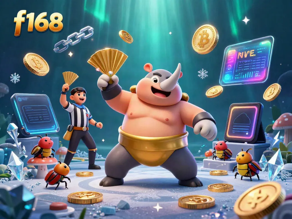 Experience the excitement of f168 with a lively scene of a sumo beetle champion amidst a casino atmosphere.