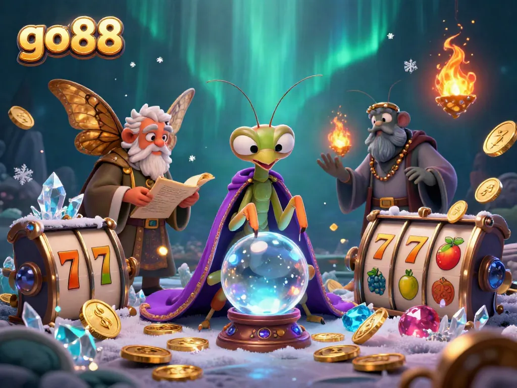 Engage with the magical world of go 88 as the fortune teller and moth librarian reveal casino secrets in a captivating scene.