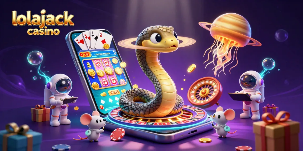 Experience thrilling gameplay at lolajack casino with a vibrant 3D scene of characters in an exciting cosmic casino.