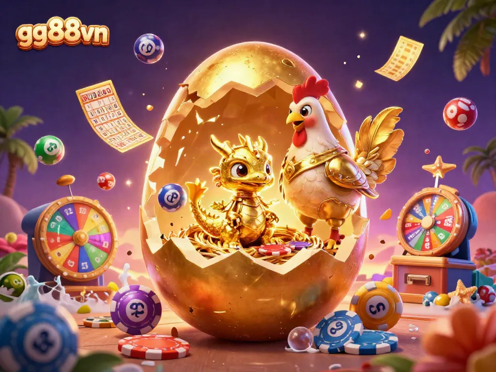 Experience gaming excitement with gg88vn's dazzling 3D dragon and golden jackpot scene.